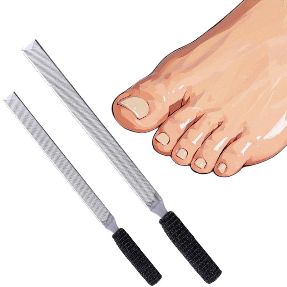 IDOU 2PCS Stainless Steel Heavy Duty Metal Toe Nail Files for Thick Nails