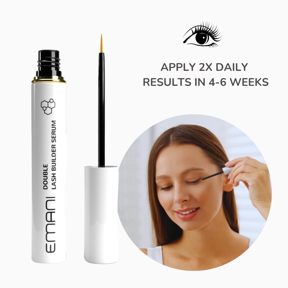 EMANI Eyelash Growth Serum by Emani - Clinically Tested for Longer, Thicker, Fuller Lashes in 6–8 Weeks - Hexapeptide, Biotin & Ginseng Formula, Safe for Extensions, 0.10 Fl. Oz.