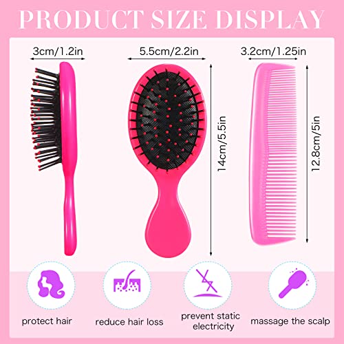 12 Pack Wet Small Hair Brush Combs Set, 6 Detangler Mini Brush Detangling Travel Hair Brush 6 Plastic Fine Wide Combs for Women Men Kids Toddler Girls Baby(Stylish Colors)