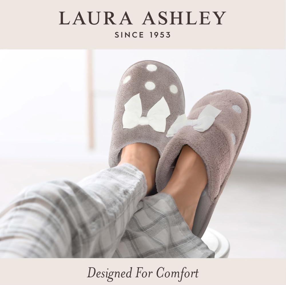 Laura Ashley Women's Spa Slip-On Rugged Scuff Slipper, Non-Slip House Slippers with Cushioned Insole for Ladies, Clay, Medium