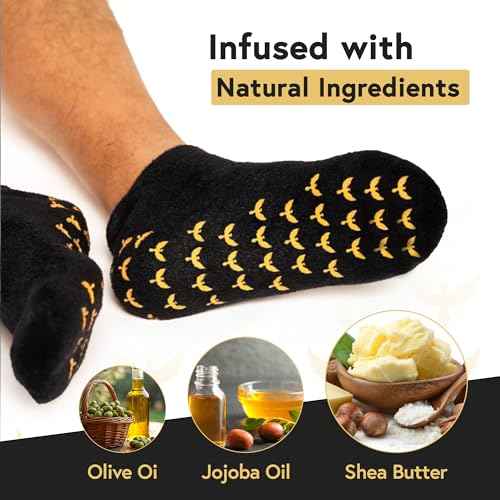 Moisturizing Gel Socks for Men - Extra Large 2 Pairs - Silicone Heel Socks, Cracked Heel Treatment, Reusable Spa Socks with Shea Butter for Dry Skin & Foot Care