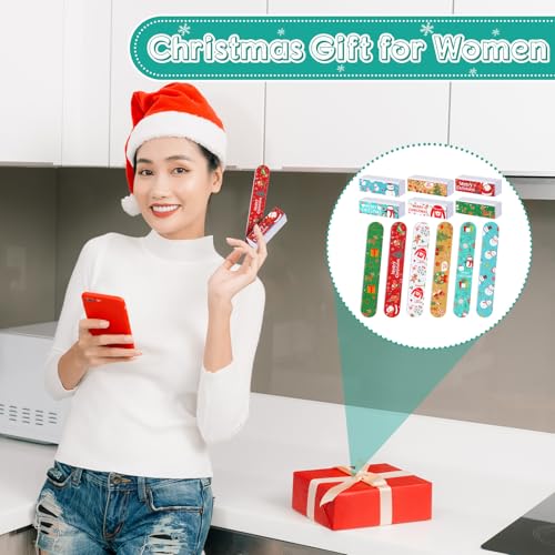 Demissle 18 Pcs Christmas Nail File and Buffer Set Christmas Gift for Women Include 12 Christmas Nail Files Emery Boards 6 Rectangular Nail Buffer Block for Christmas Manicure Tools Party Favors