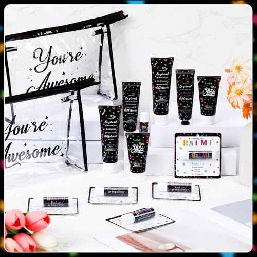 50 Pieces Employee Appreciation Gifts Bulk Lip Balm Hand Body Lotions Coworker Team Thank You Gifts for Staff Volunteer Thanksgiving Christmas Appreciation Party Favors for Women Men