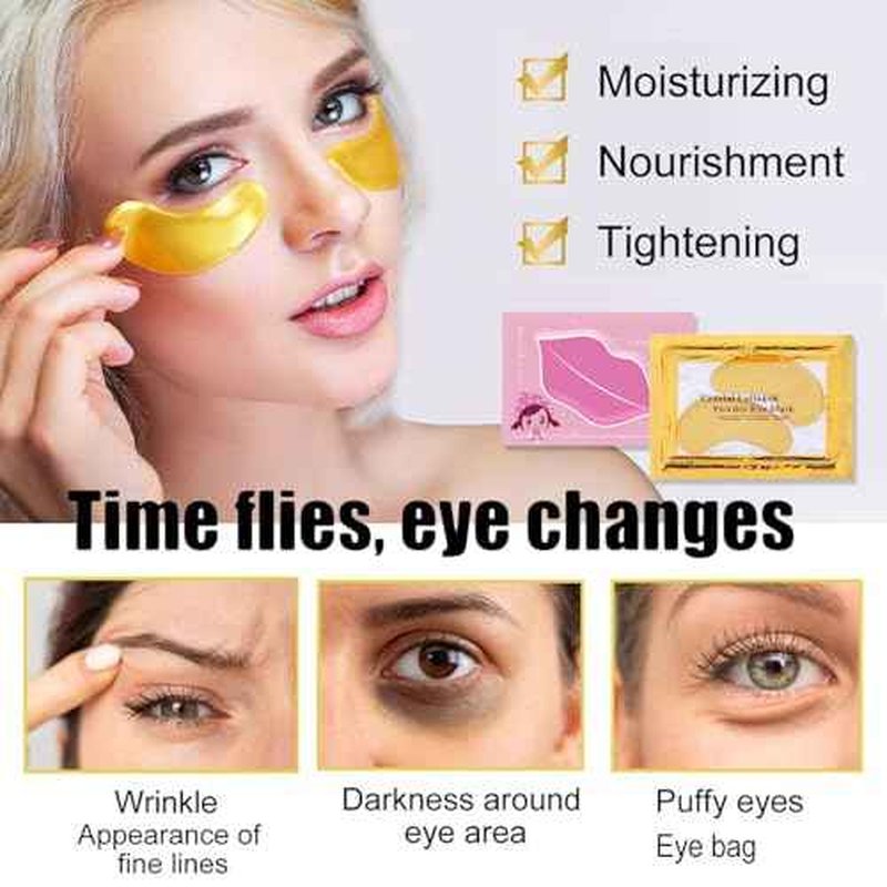 30 Pairs Eye Masks & Lip Masks, Crystal Collagen Eye Patches for Puffy Eyes & Dark Circles, Bachelorette Party Favors, Bridesmaid Gifts, Lip Care & 24K Gold Eye Mask Moisturizing & Reduce Wrinkles