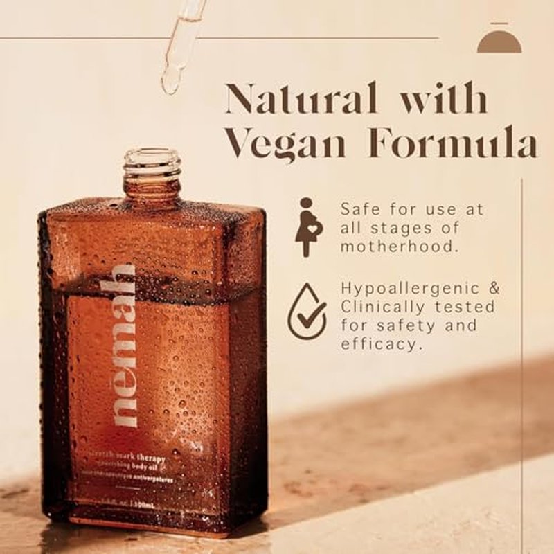 Nemah - Nourishing Belly Oil for Pregnant Women - Hydrating Stretch Mark Oil with Jojoba and Coconut Oil - Vegan & Cruelty-Free - 3.4 fl. oz.