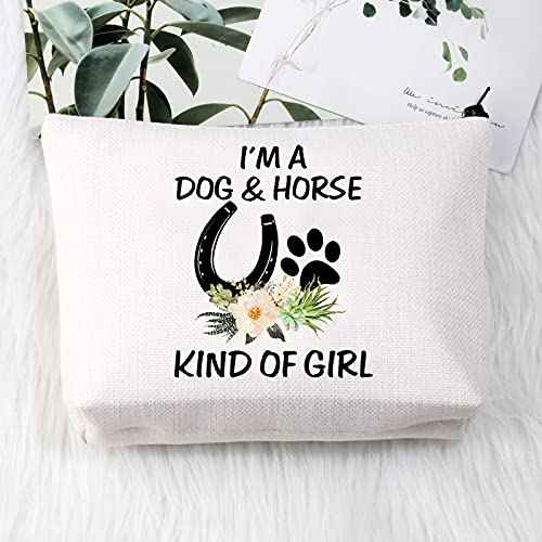 BDPWSS Dog & Horse Lover Gifts: Makeup Bags for Women & Girls - Paw Print Horseshoe Gift for Dog Mom & Cowgirl Equestrian