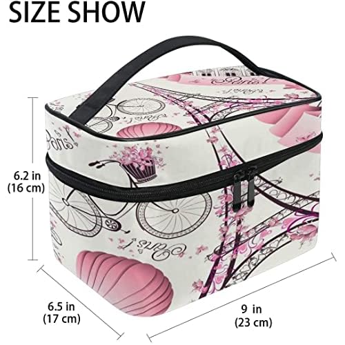 Travel Cosmetic Bag Paris Eiffel Tower Flower Toiletry Makeup Bag Pouch Tote Case Organizer Storage For Women