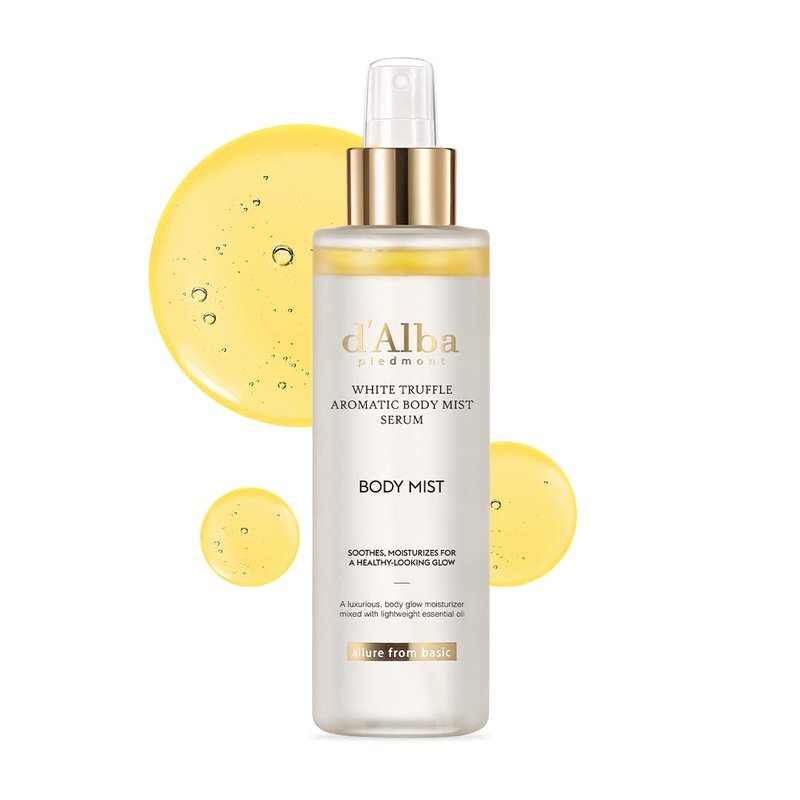 d'alba Piedmont Italian White Truffle Aromatic Body Mist Serum, Glowy Hydrating Body Serum Spray, Go-to Body Mist for dry and damaged skin, Romantic Fragrance, Korean Skin Care (6.08 fl oz.)