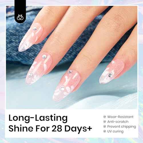 beetles Gel Polish Glitter Top coat Gel Polish 15ml Reflective Silver Mix Glitter Shiny Gel Nail Polish No Wipe Uv Gel Top Coat Nail Decoration Nail Art Sparkle Manicure DIY Home Salon