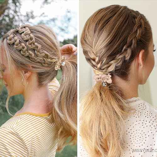 AHONEY 9 Count Hair Ties Elastic Hair Scrunchies Hold Crystal Bulk Hair Ropes Stretchy Handmade Boho Hair Accessories for Women Girls