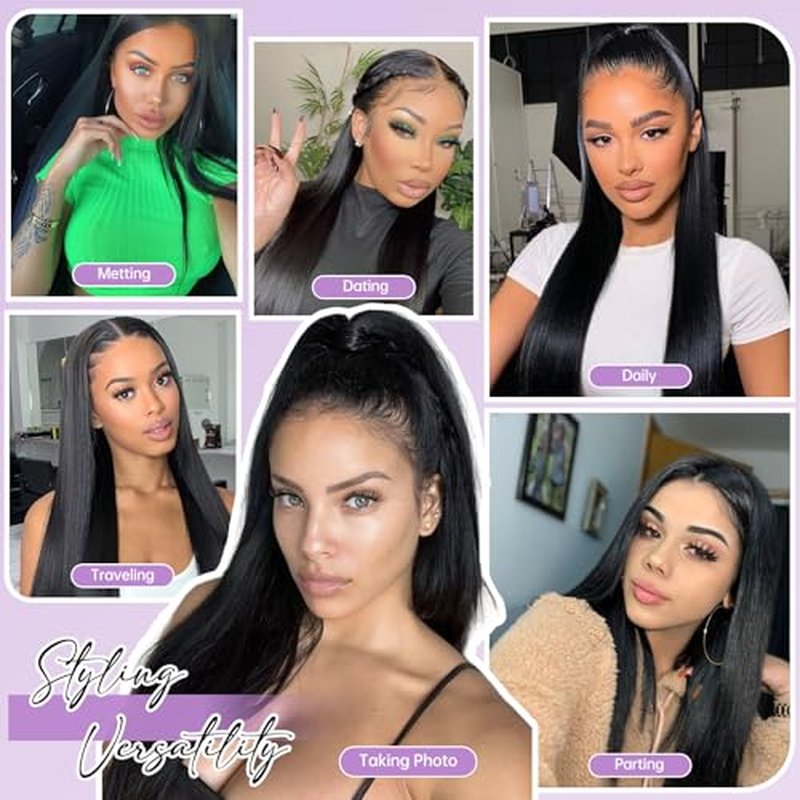 testar Black Lace Wigs 13x6 HD Lace Frontal Straight Wigs with Baby Hair 30 Inch Natural Black Lace Wig Synthetic Wig for Women Daily Use