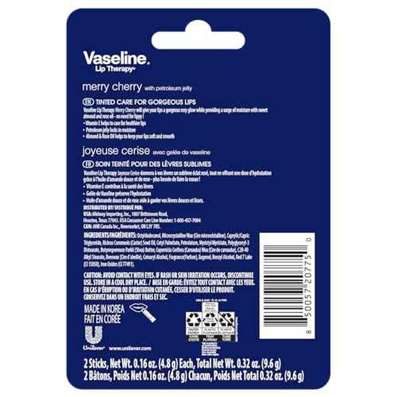 Vaseline Lip Therapy Stick Twin Pack ? Merry Cherry Holiday Limited Edition (2-Pack)