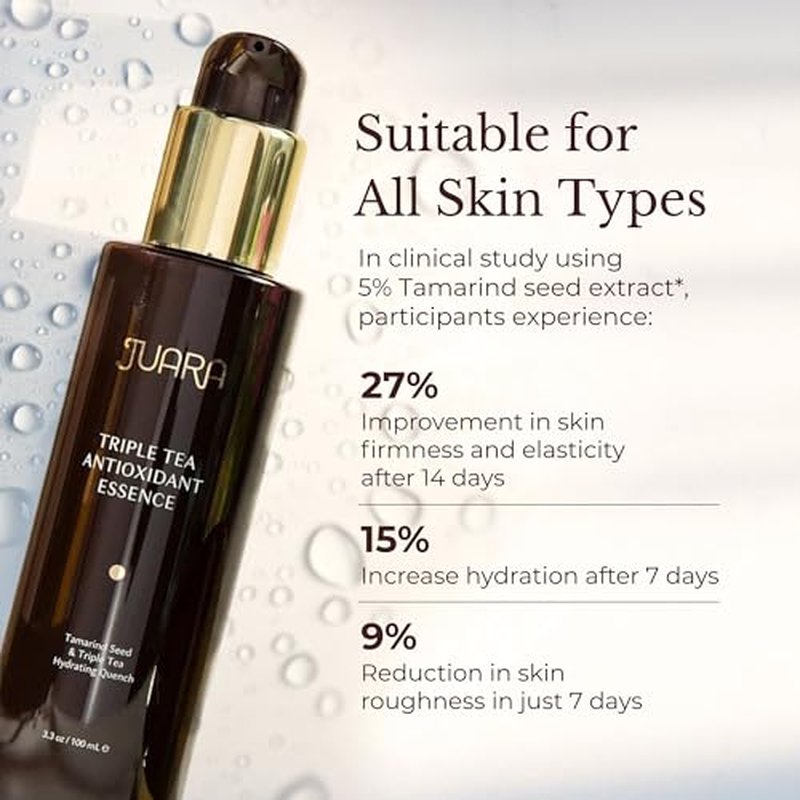 JUARA Triple Tea Hydrating Toner - Hyaluronic Acid Face Toner with Antioxidants, Oil-Free Plumping Gel for All Skin Types, 3.3 oz