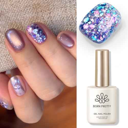 Born Pretty Glitter Gel Nail Polish with Sequins, Long Lasting U V Gel Polish for Manicure and Nail Art, DIY at Home, Salon-Quality, Easy to Apply, 15ml Set8