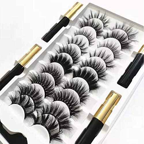 DAODER Magnetic Eyelashes with Eyeliner Kit 15pcs Set, 6 Magnets Lashes with Applicator 10 Pairs Variety Wispy Magnetic Lashes D Curl Look Like Extensions, No Glue, Reusable