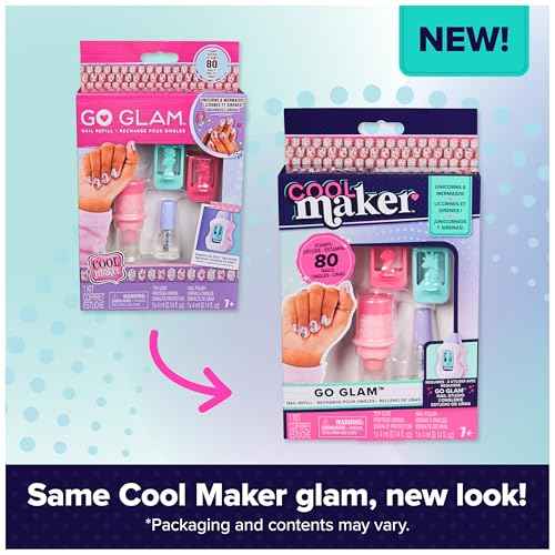 Cool Maker, GO Glam Nail Kit Refill, Unicorn & Mermaid Designs, Style 80 Nails (Packaging May Vary), Arts and Crafts Kids Toys for Ages 7 and up