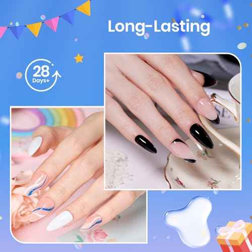 Beetles 2Pcs No Wipe Gel Top Coat and Base Coat Set, High Gloss Clear Long Lasting Base and Top Coat, Soak Off Nail Art DIY at Home