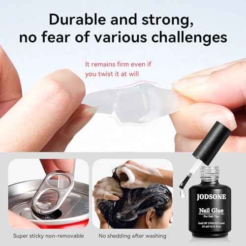 JODSONE 15ml Nail Glue Gel 5 in 1 for Nail Tips Long Lasting Extension Glue for Clear Nail Tips and Clear Press on Nails, Nail Repair Treatment, Salon Art DIY at Home Need U V Light Cured