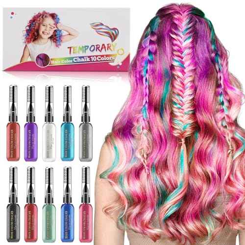 Temporary Hair Color 10pcs Kids Hair Color Temporary Hair Chalk for Girls Washable Temporary Hair Dye Washable Kids Hair Chalk Hair Mascara Washable Gift for Kids
