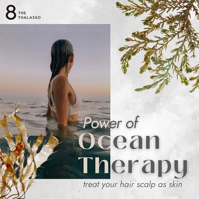 8 THE THALASSO Anti Frizz Shampoo & Conditioner Set for Women & Men, Organic Tea Tree Shampoo by Mint, Collagen, Peptides, Stem Cells & Deep Sea Water from Japan, Sulfate Free, 32.16 Fl Oz, DRY HAIR