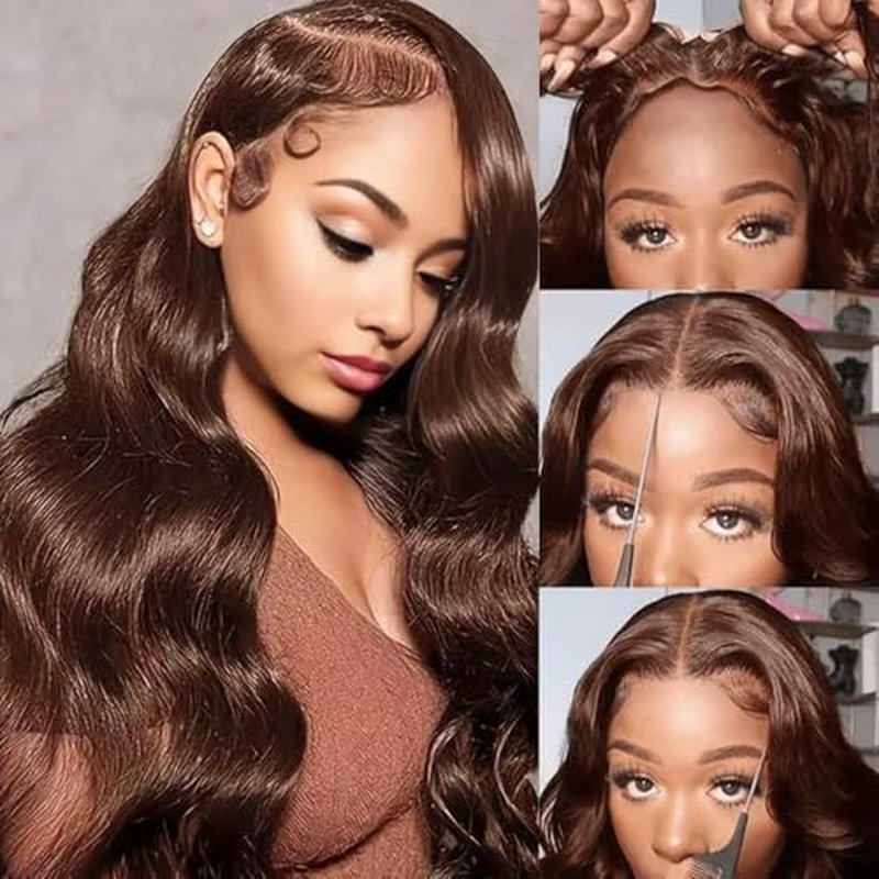 22 Inch Chocolate Brown Lace Front Wig Human Hair 9x6 Brown Glueless Wigs Human Hair Pre Plucked Pre Cut 220 Density Wear and Go Glueless Wig with Baby Hair Brown Body Wave Wig for Women