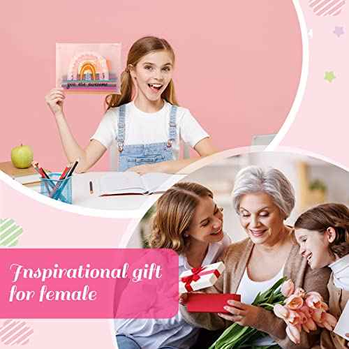 Amylove 100 Pcs Cosmetic Makeup Bag Bulk for Women Inspirational Zipper Pouch Rainbow You Are Awesome Travel Pouch Toiletry Bag for Women Girls Teacher Friend Birthday Party