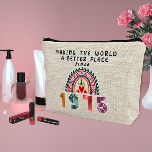 ancpeany 50th Birthday Gifts for Her, Funny 1975 50th Birthday Decorations Makeup Bag, Anniversary 50 Old Year Gift Ideas for Women, Wife, Sister, Mom, Aunt, Cool Cosmetic Travel Bag for Mothers Day