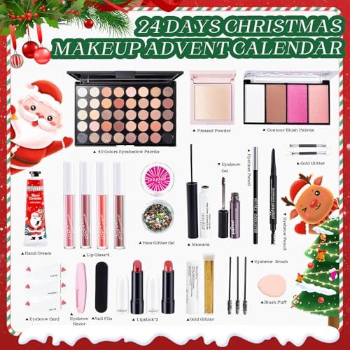 Makeup Advent Calendar for Girls Teens,Advent Beauty Calendar 2025,24 Days Christmas Gifts Set,Xmas Holiday Countdown Surprises Make up Gift Kit for Makeup Starter