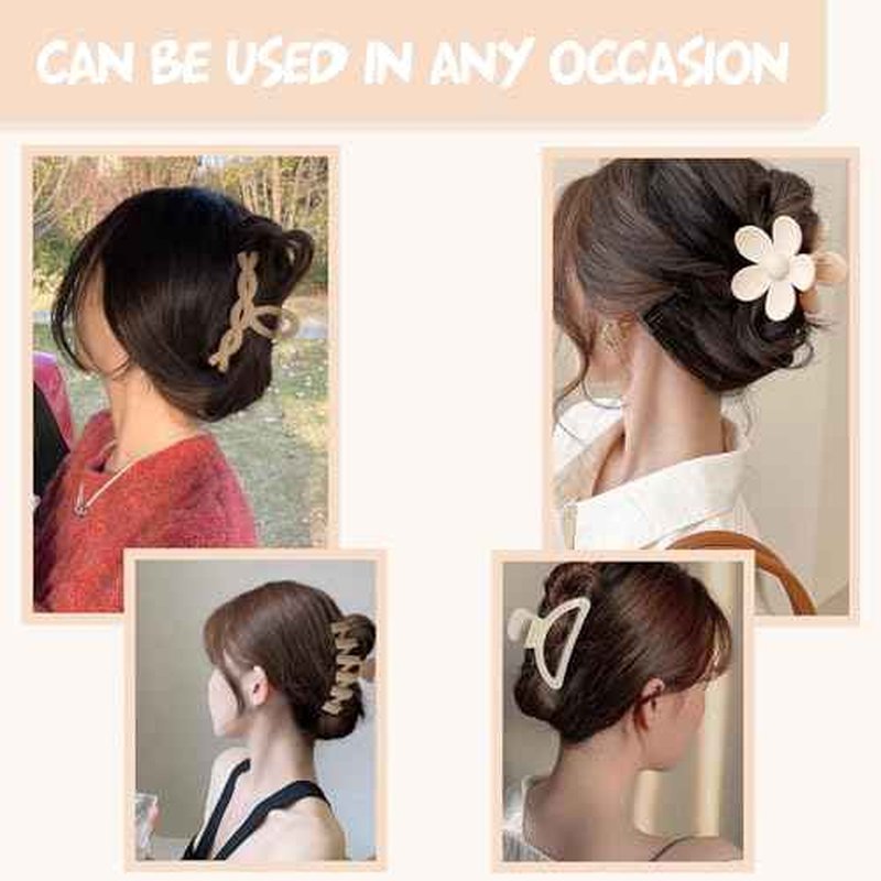 8PCS Hair Clips for Women, Flower Claw Clips for Thin Thick Curly Hair, Non-Slip Strong Hold Hair Jaw Clips, Summer Hair Accessories for Girls