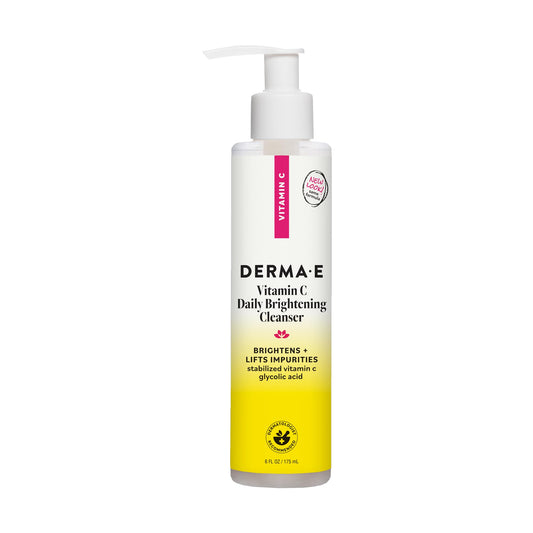 Derma E Vitamin C Daily Brightening Cleanser, 6 Fl Oz, Hydrating Cleanser to Help Even Skin Tone, Moisturizing Face Wash for a Radiant Glow