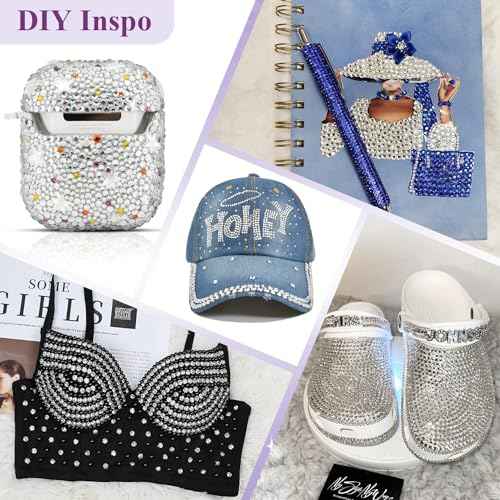 2000PCS SS20/5mm Glass Crystal Rhinestones (Clear), Flatback Clear Rhinestones for Bedazzling Crafting DIY Crafts Nail Art Makeup Decoration, Gems Diamond Charms for Tumbler Shoes Clothing Mug