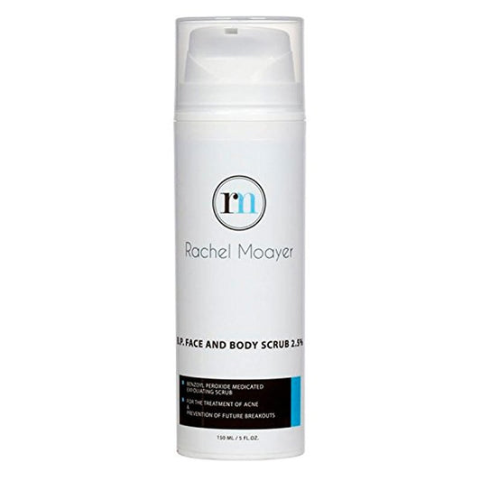 Rachel Moayer Skincare Acne Face & Body Scrub with 2.5% Micronized Benzoyl Peroxide, Facial Exfoliating Scrub for Acne Care, No Prescription Needed