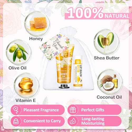 40 Sets Hand Cream Bulk and Lip Balm Bulk Gifts, Stocking Stuffers for Women Teengirls, Christmas Gifts,Bridesmaid Gifts for Guests with Thank You Card Organza Bags,Thank You Gifts, Small Gifts