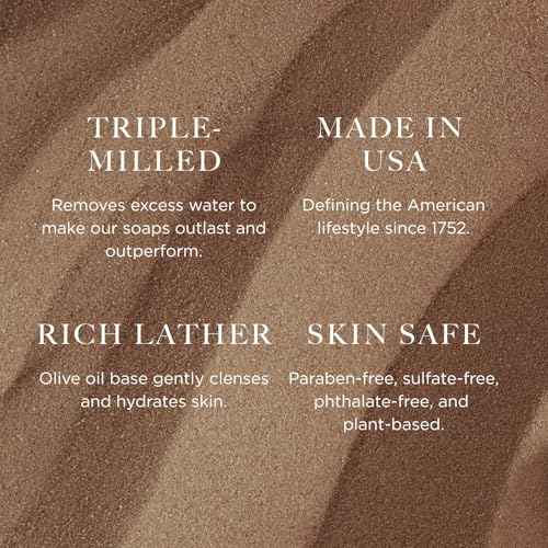 Caswell-Massey Triple Milled Heritage Woodgrain Sandalwood Three-Soap Set, Scented & Moisturizing Bath Soap, Made In The USA, 3 Count (Pack of 1)