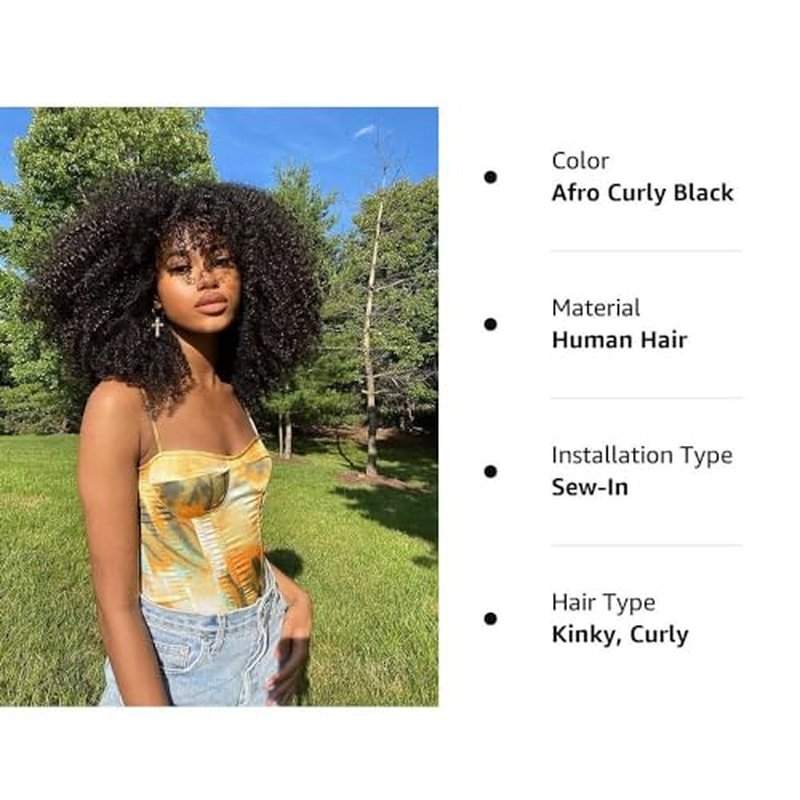 Mongolian Afro Kinky Curly Human Hair 3 Bundles (10 12 14 Inchs) Afro Curly Weave Hair Extensions for Black Women Unprocessed Virgin Hair Afro Kinky Human Hair Bundles Natural Color