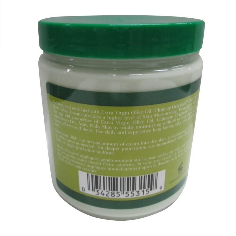 Extra-Virgin Olive Oil Body Whip Moisturizing Cream - Silky, Soft Skin | 15oz Jar (Pack of 2)