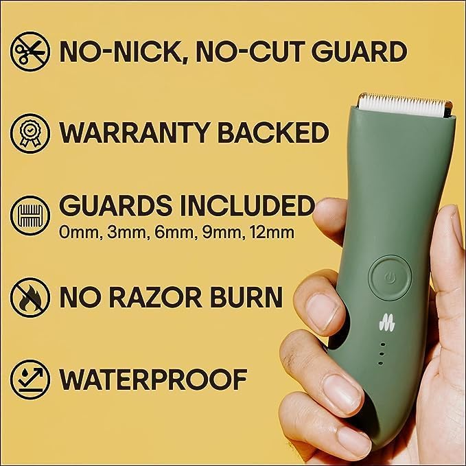 MERIDIAN - The Starter Package - Original Electric Body & Pubic Hair Trimmer Set, 1 Replacement Blade - Cordless, Waterproof, Rechargeable - for Men and Women - Easy & Pain-Free Grooming Kit - Sage
