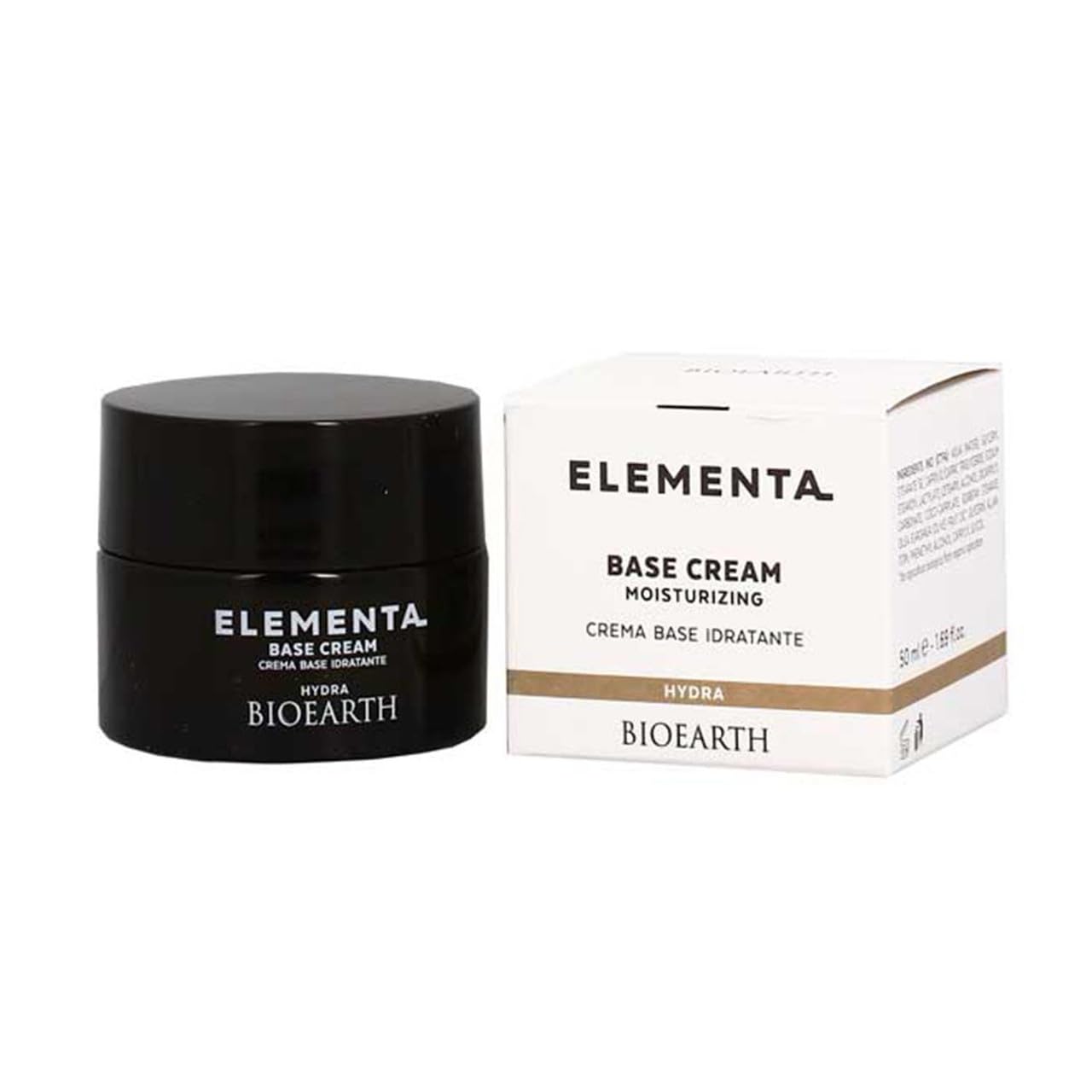 BIOEARTH Elementa, HYDRA Face Cream Base, Moisturising with Organic Olive Oil, for Normal to Combination or Dry Skin, Made in Italy, Vegan - 50ml Pack