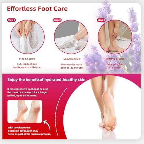 Foot Peel Mask for Dry, Rough Feet ? Exfoliating Foot Mask with Fruit Acids, Lavender & Urea ? Peeling Socks for Dead Skin & Cracked Heels ? Foot Care for Women & Men