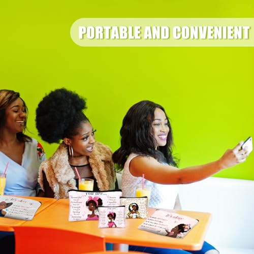 Silkfly 12 Pcs African American Cosmetic Bag for Women Bulk Christian Inspirational Gift Makeup Bag for Black Women Afro Queen Zipper Travel Pouch Purses Toiletry Organizer for Mother Day(Novel)