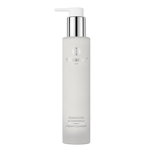 Olivanna Rosewater and Chamomile Cream Cleanser - Omega Rich Face Wash - Gentle and Hydrating without Stripping Essential Oils - 3.3 oz