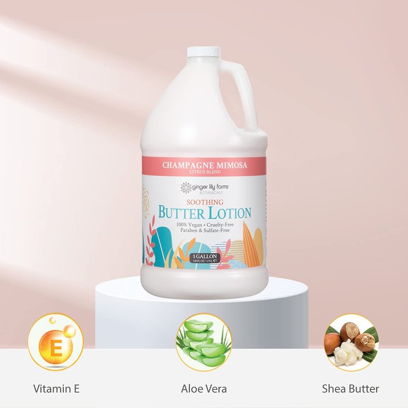 Ginger Lily Farms Soothing Butter Lotion - Vegan Citrus Blend for Dry Skin | 1 Gallon Refill