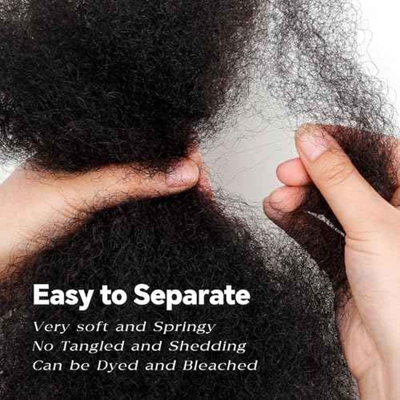 Afro Kinkys Bulk Human Hair, 16 Inch 50G/Pack Soft 4C Afro Kinky-Curly Human Hair Bulk for Twist Dreadlocks Extensions Repair Locs Natural Black 1 Pack (1B, 16 inch)