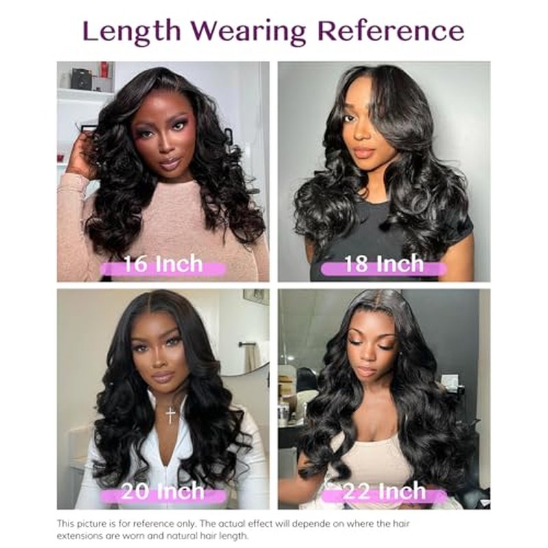 IDN BEAUTY Seamless Clip In Hair Extensions Human Hair, Body Wave 14 Inch 110g 7pcs Natural Black Real Virgin Human Hair Seamless Clip Ins For Black Women PU Weft Invisible Edge