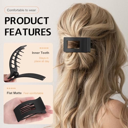 8 Pack French Flat Hair Clips for Women ? Large Matte No-Slip Claw clips for Thick & Thin Hair, Strong Hold Styling Barrettes Accessories (Neutral)