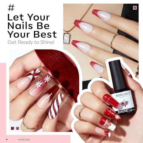 modelones Red Gel Nail Polish Set 6 Colors Christmas Burgundy Cherry Dark Red Cat Eye Glitter Color Changing Hema-Free Gel Polish Kit with Magnet Soak Off Nail Art DIY New Year Thanksgiving Gifts