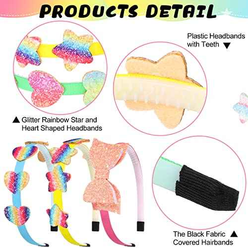 Janinka 24 Pcs Girls Glitter Headbands for Kids Bulk 3.5 Inch Sparkly Little Girl Headbands for Ages 4?6 Sequin Headband Non-slip Plastic Shiny Bow Headband with Teeth Gift for Christmas