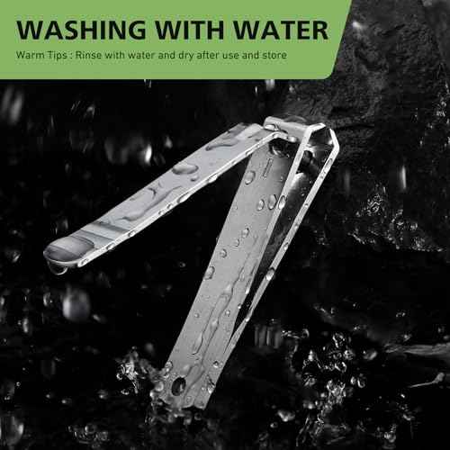 Heavy Duty Straight Blade Nail Clippers for Thick Toenails, Professional Stainless Steel Fingernail Toenail Clippers Trimmers - Thick Wide Jaw Toe Nail Clippings for Seniors, Men & Women - Silver