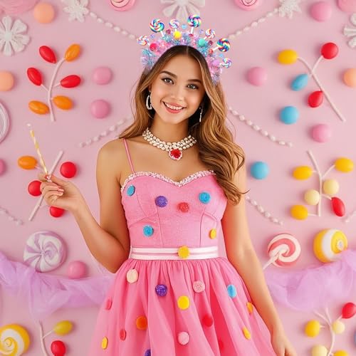 NVENF Candy Headband Costume Accessories Christmas Candy Cane Lollipop Headbands Halloween Holiday Christmas Outfit for Women