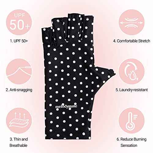 MelodySusie UV Glove for Gel Nail Lamp, Professional UPF50+ UV Protection Gloves for Manicures, Nail Art Skin Care Fingerless Anti UV Glove Protect Hands from UV Harm